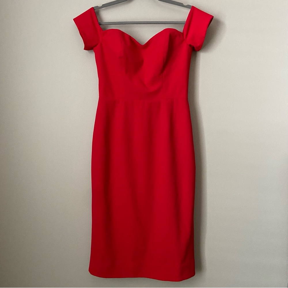 DRESS THE POPULATION Off Shoulder Cocktail Dress Red Size M - Picture 8 of 13